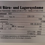 Hänel_Rotomat 900_Pos.274_Typenschild